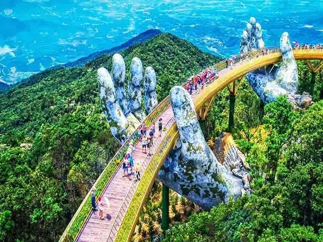 The Golden Bridge above the forest at Ba Na Hills, Vietnam